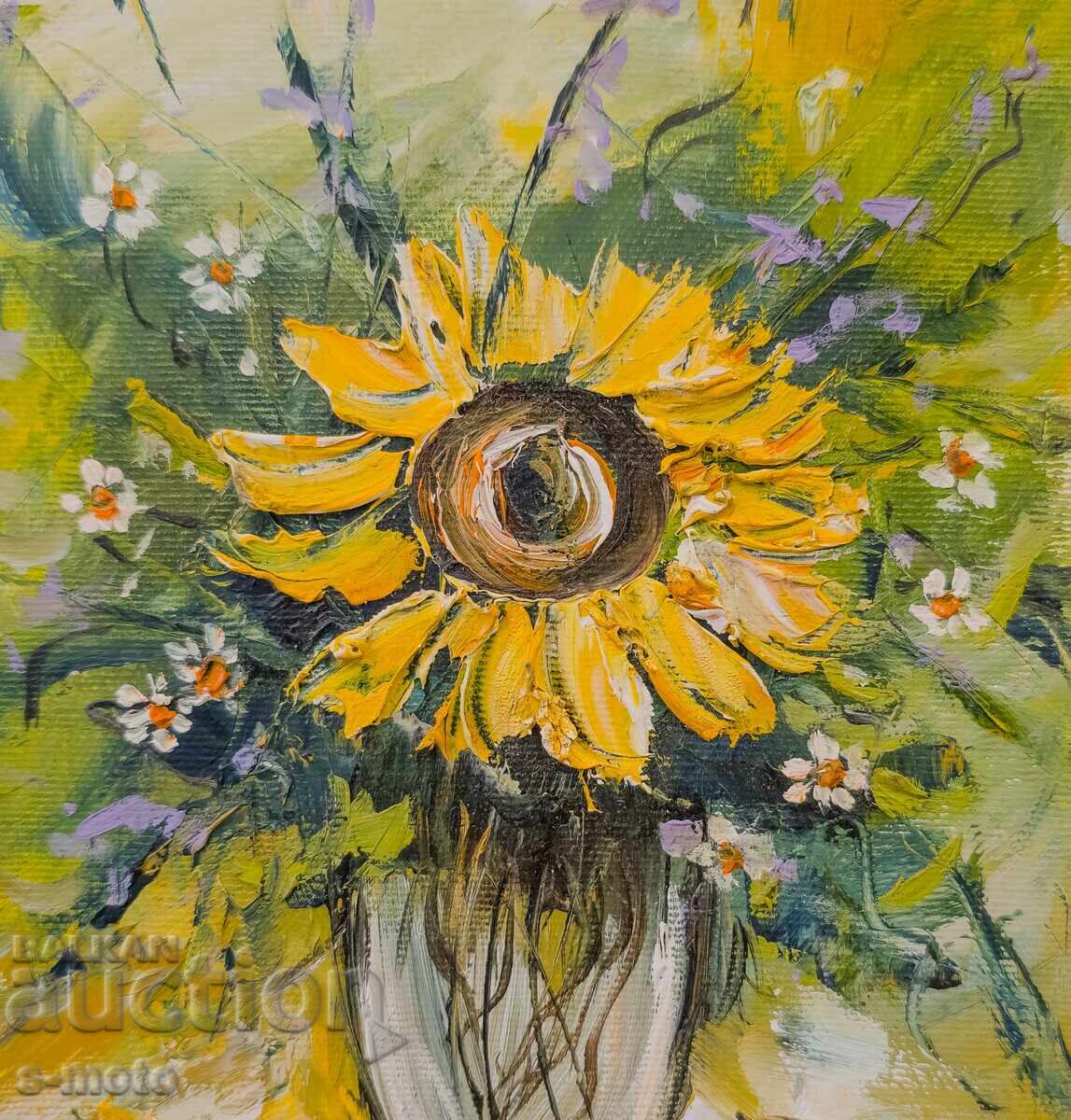 Δημοπρασία Έργο ζωγραφικής με λάδι νεκρή φύση με λουλούδια