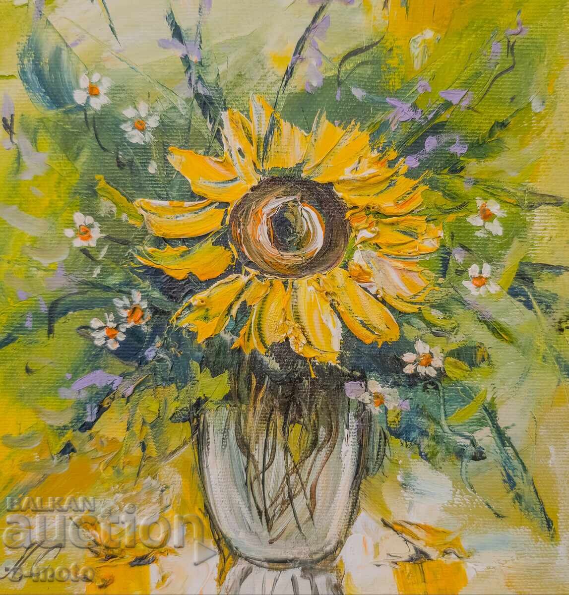 Έργο ζωγραφικής με λάδι νεκρή φύση με λουλούδια - 6
