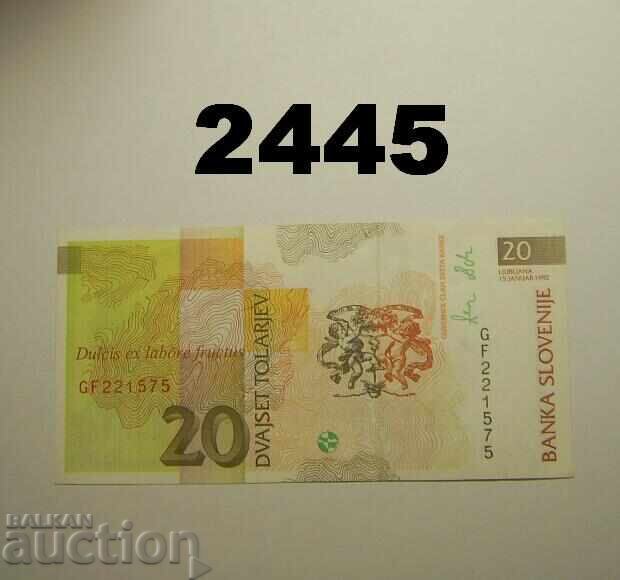 Slovenia 20 Tolarjev 1992 with price 3.00 BGN | € 1.53