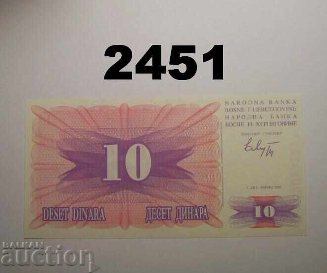 Bosnia and Herzegovina 10 dinars 1992 with price 2.00 BGN | € 1.02