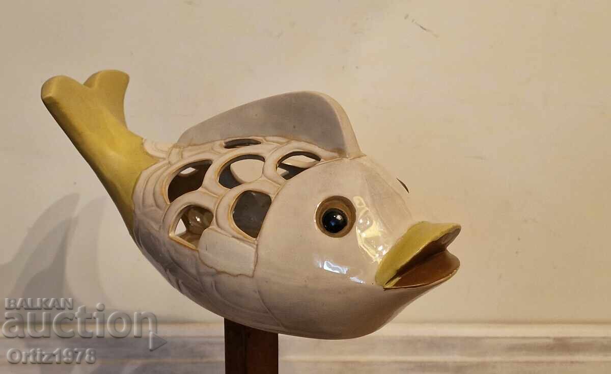 Large vintage ceramic, 1970s - fish, candlestick with price 95.00 BGN | € 48.57