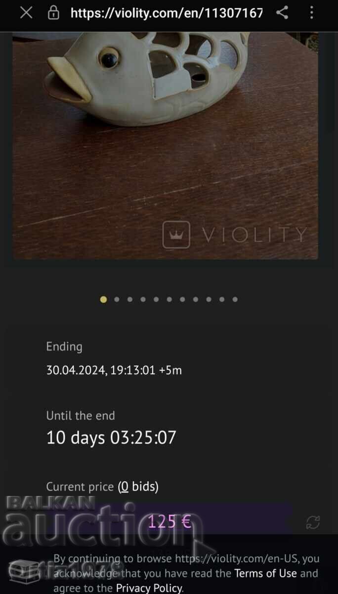 Large vintage ceramic, 1970s - fish, candlestick - 5