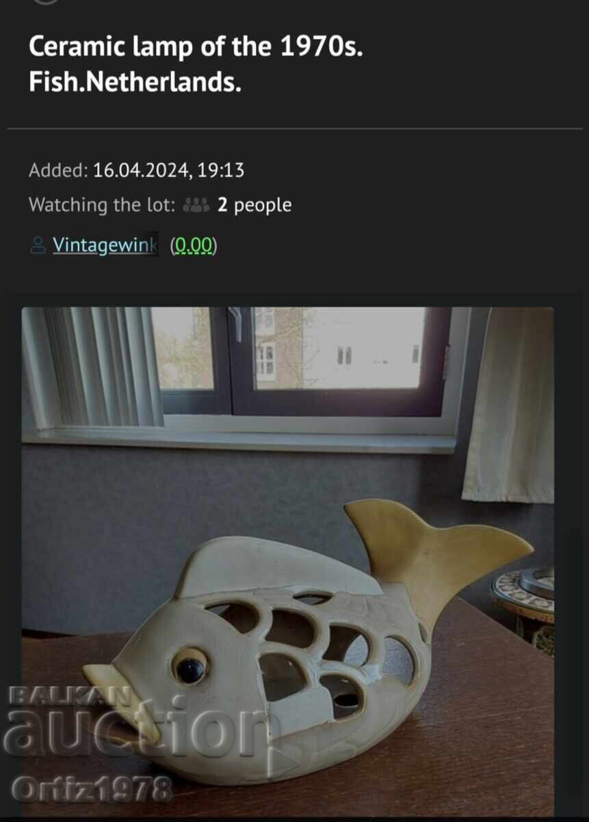 Large vintage ceramic, 1970s - fish, candlestick - 6