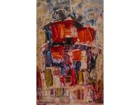 Tablou ulei pe pânză peisaj urban 1990