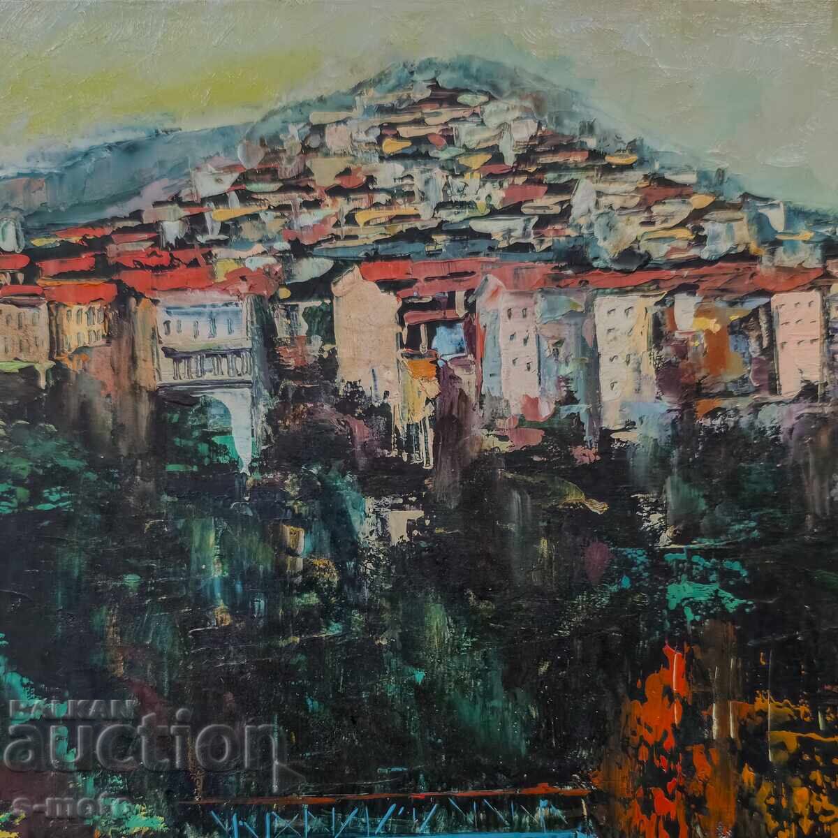 Δημοπρασία Έργο ζωγραφικής με λάδι, αστικό τοπίο