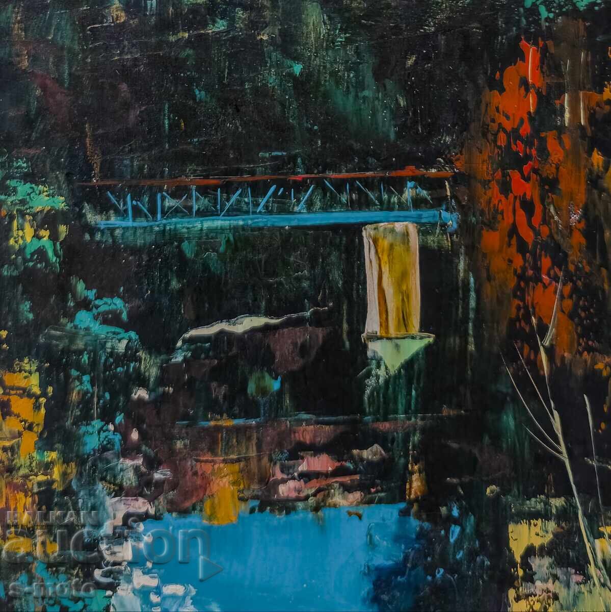 Έργο ζωγραφικής με λάδι, αστικό τοπίο - 7