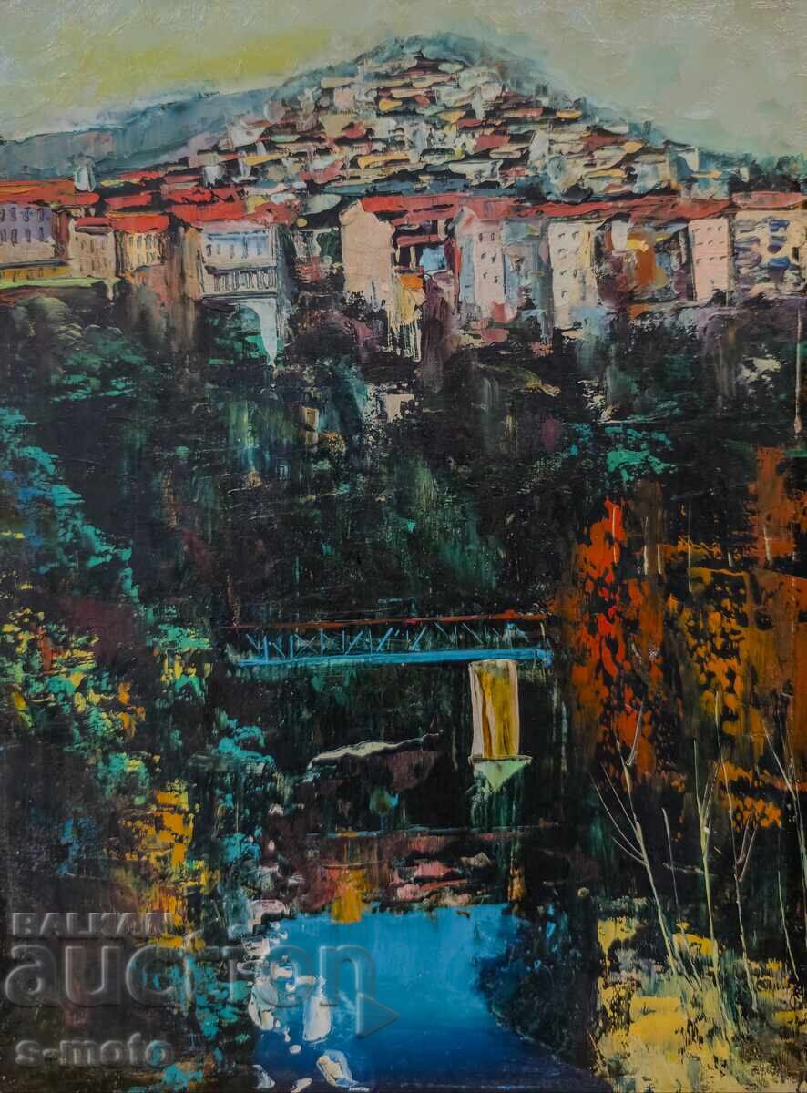 Έργο ζωγραφικής με λάδι, αστικό τοπίο