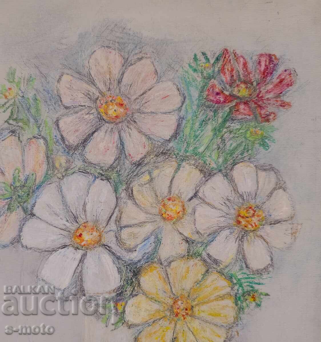 Auction  Oil painting still life with flowers