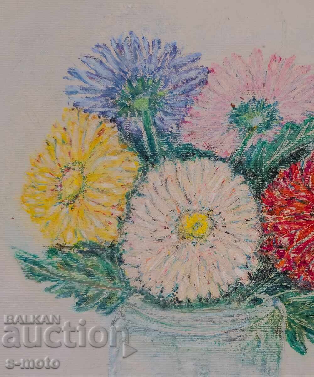 Δημοπρασία Έργο ζωγραφικής με λάδι νεκρή φύση με λουλούδια