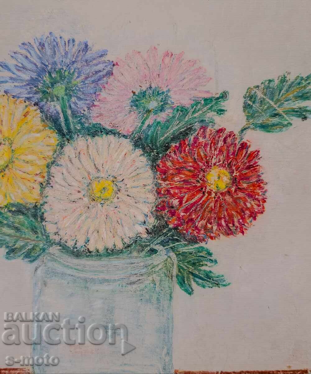 Έργο ζωγραφικής με λάδι νεκρή φύση με λουλούδια - 5