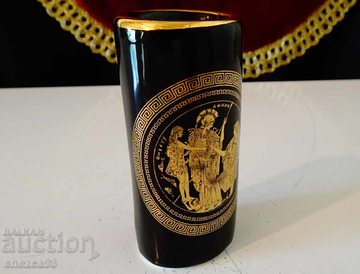 Greek porcelain lighter stand, gold with price 5.00 BGN | € 2.56