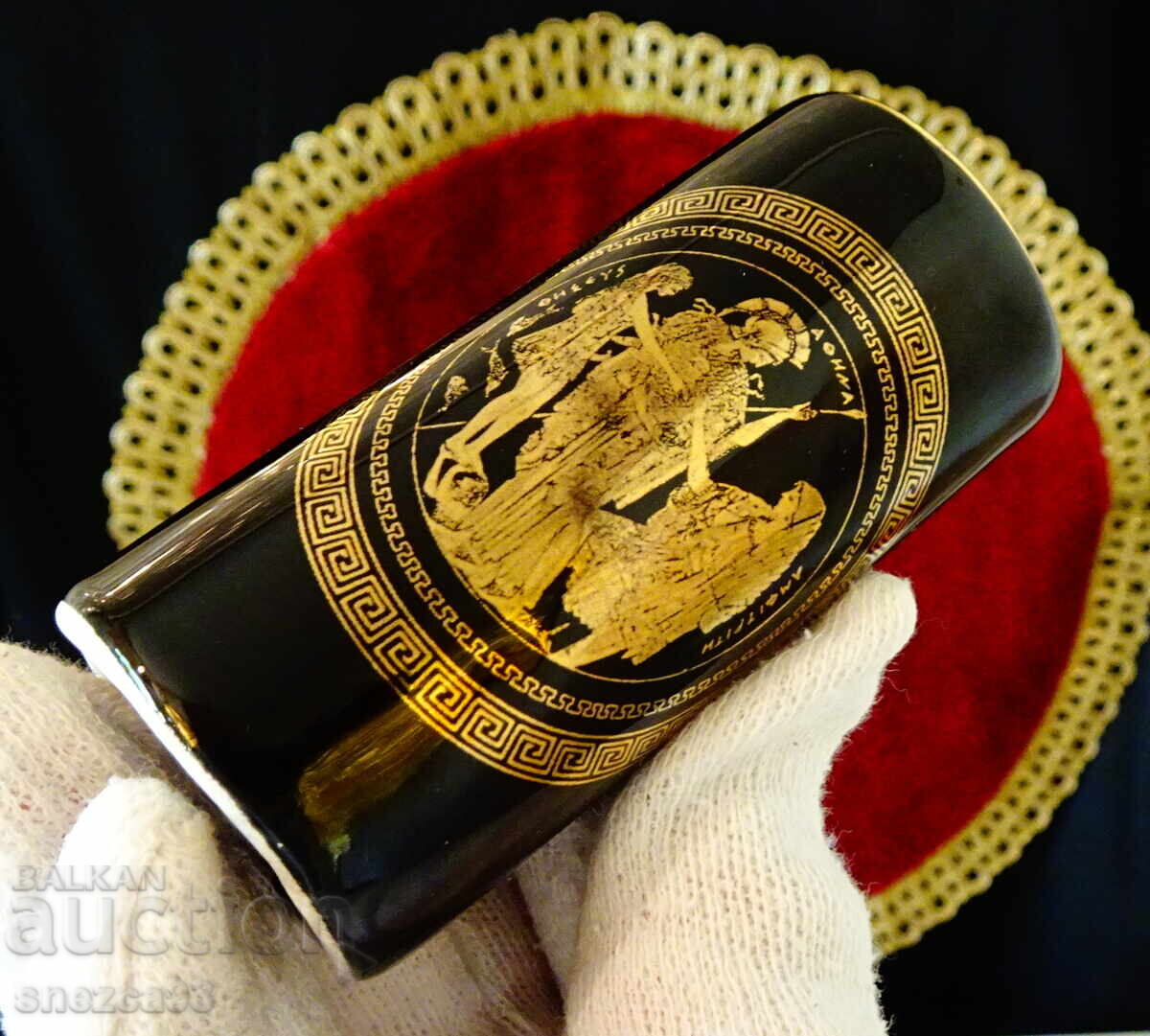 Greek porcelain lighter stand, gold - 5