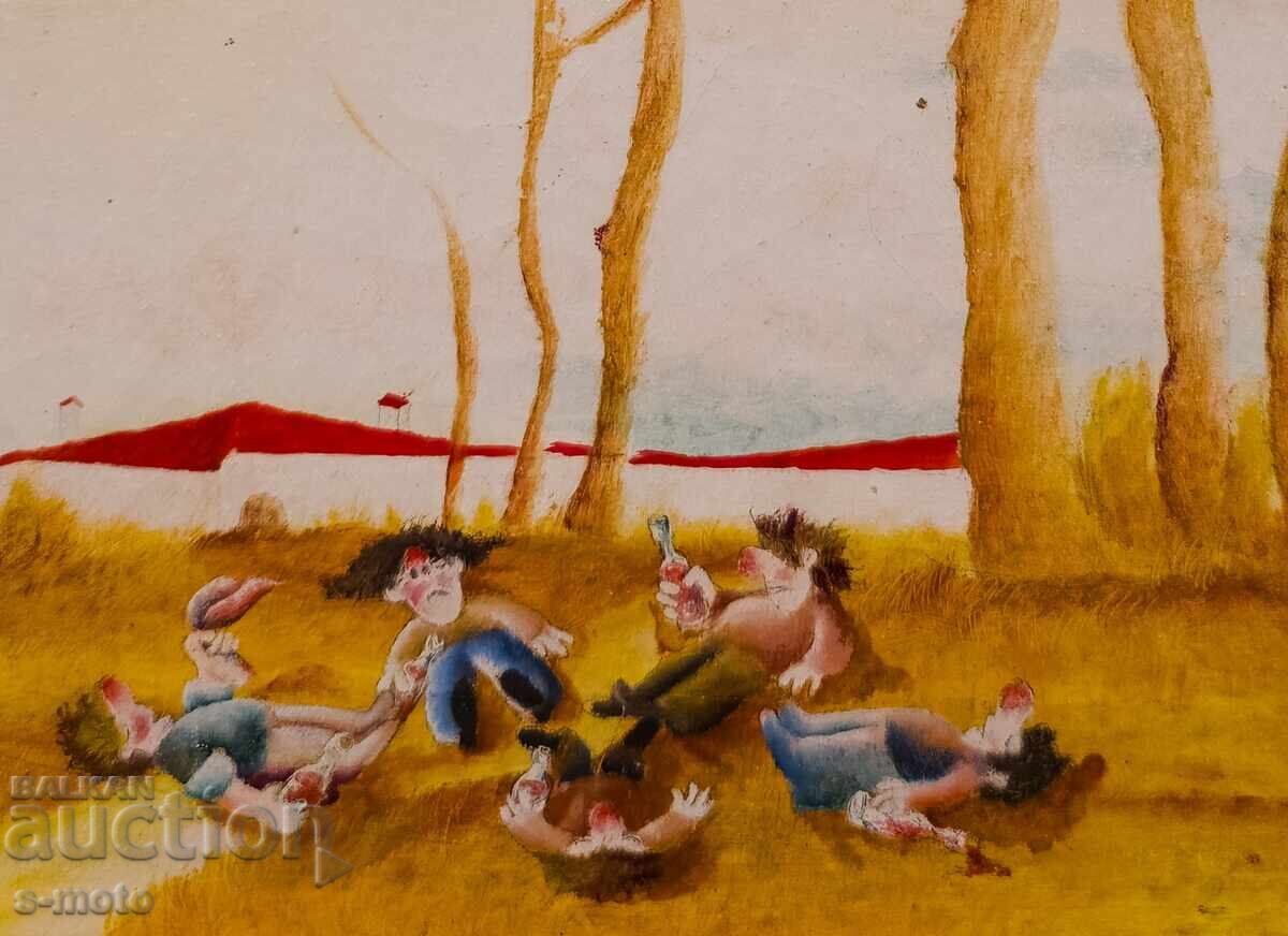 Tablou ulei pe pânză peisaj naivism - 7 Tablou ulei pe pânză peisaj naivism - 7