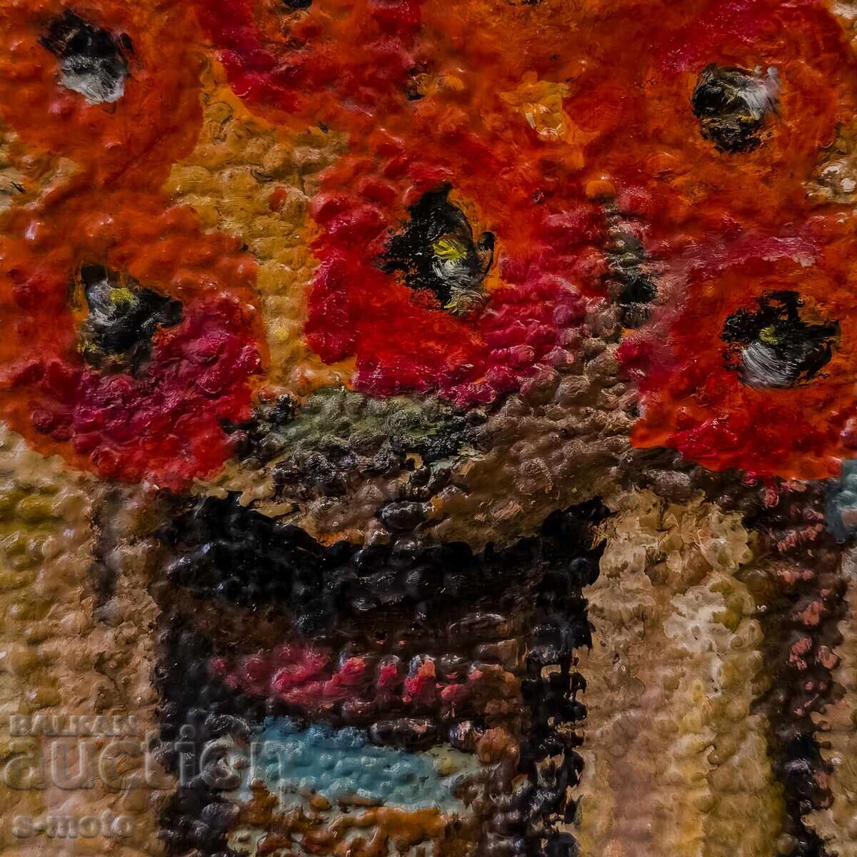 Auction  Oil painting still life with flowers