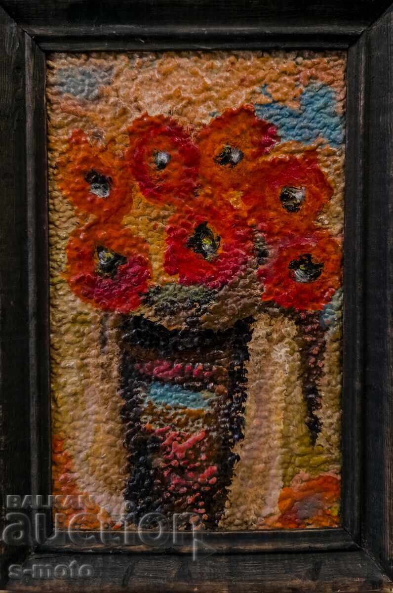 Oil painting still life with flowers