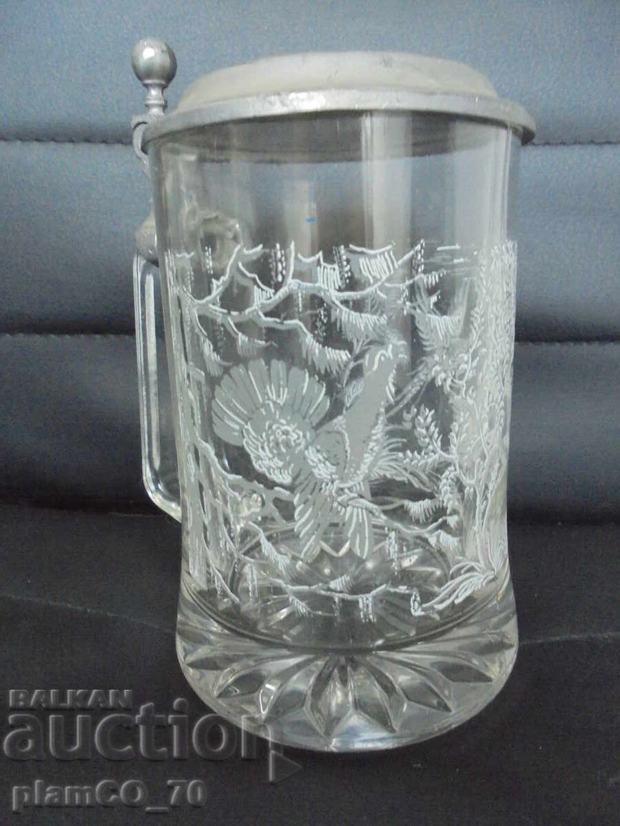 №*8195 παλιά γυάλινη χαραγμένη κούπα με μεταλλικό καπάκι - 5 №*8195 παλιά γυάλινη χαραγμένη κούπα με μεταλλικό καπάκι - 5