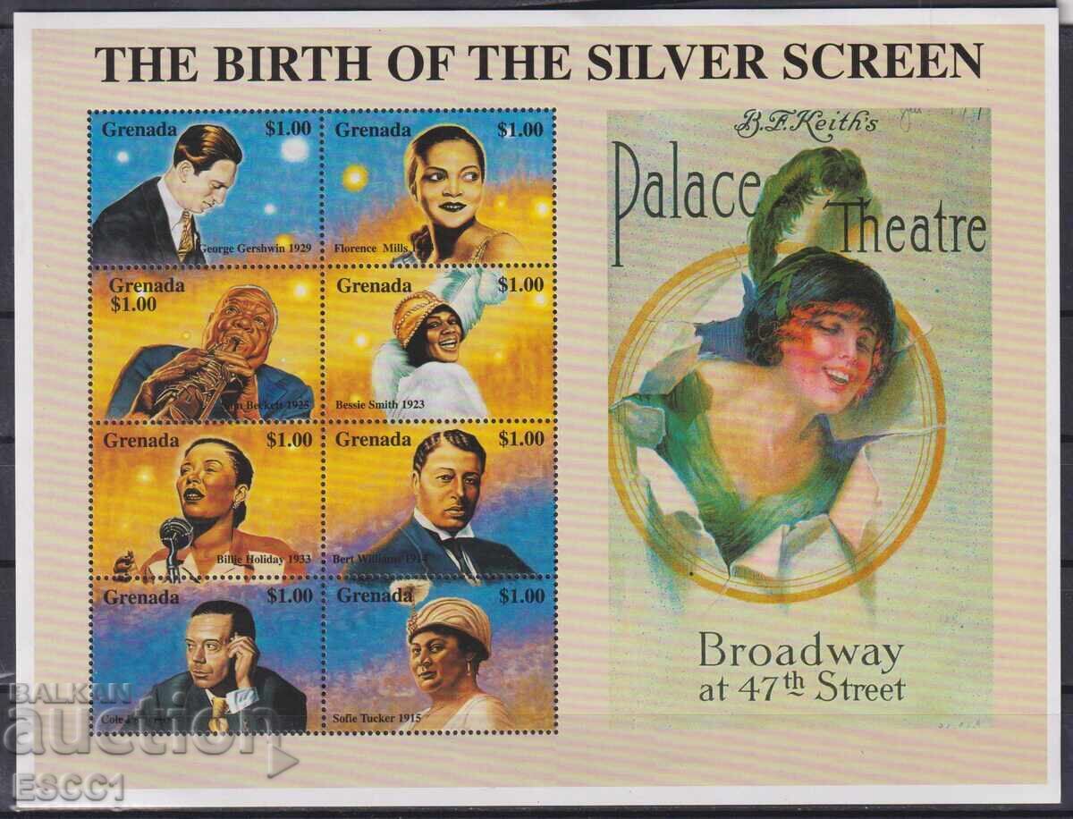 Mărci curate în foaie mică Teatrul „Palace” Broadway 1999 Grenada