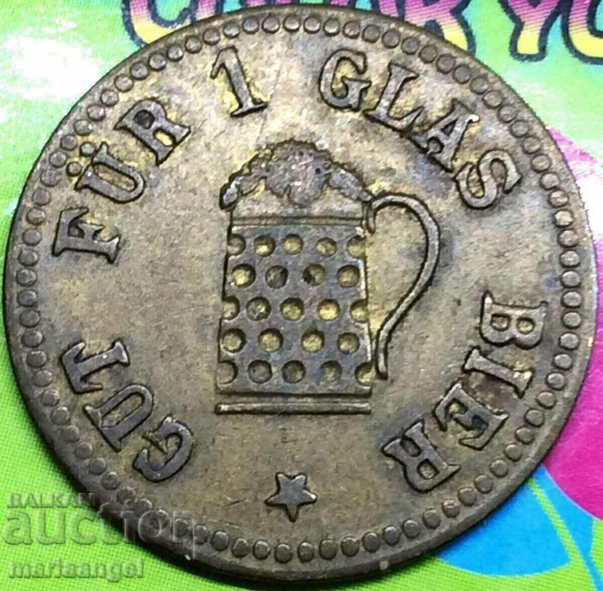 Аукцион 1 Бир Марка Германия REHRL Нотгелд   (Бира - 1 чаша) месинг