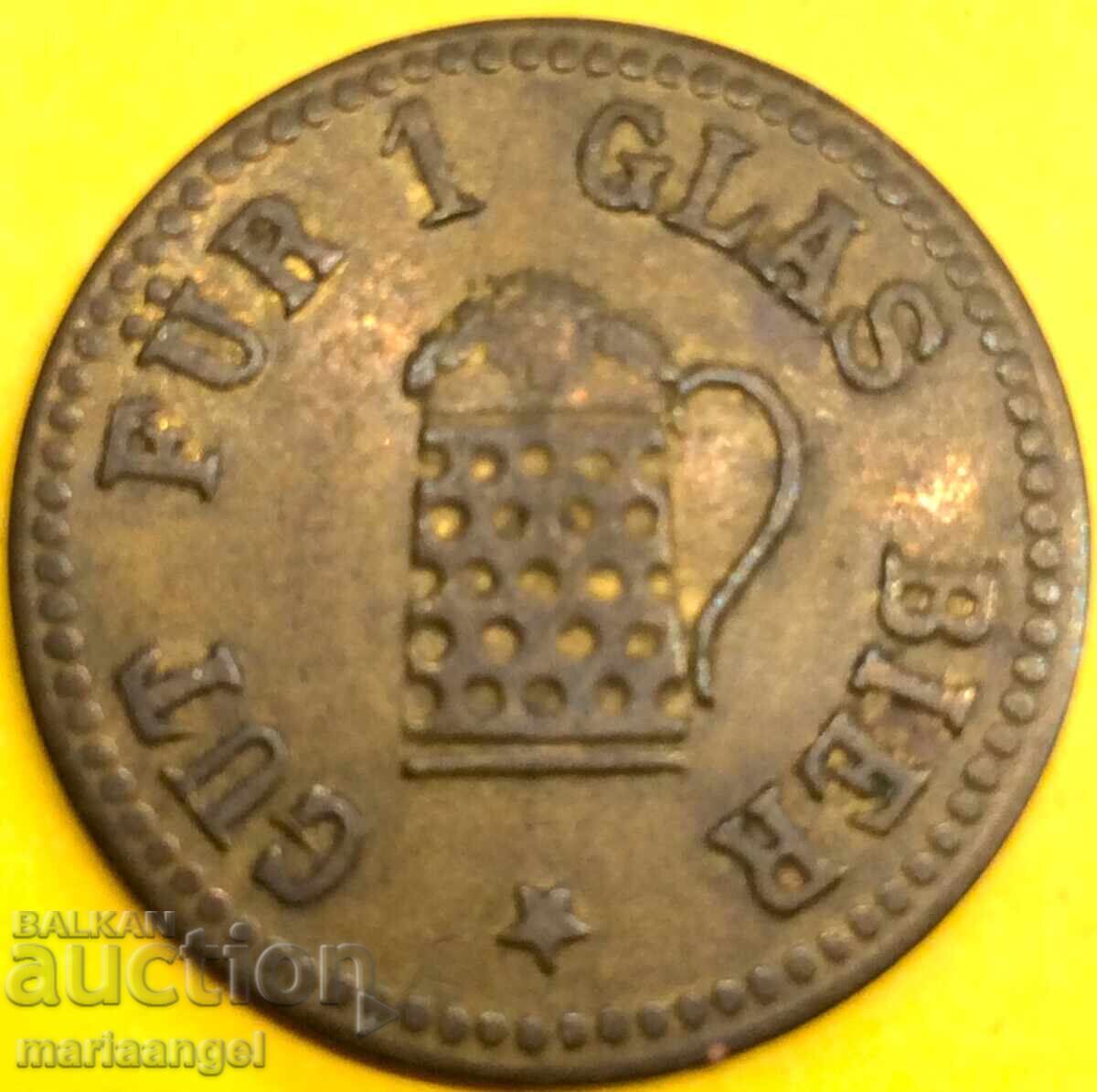 1 Бир Марка Германия REHRL Нотгелд   (Бира - 1 чаша) месинг - 5