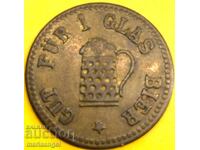 1 Μπύρα Μάρκα Γερμανίας REHRL Notgeld (Μπύρα - 1 φλιτζάνι) ορείχαλκος