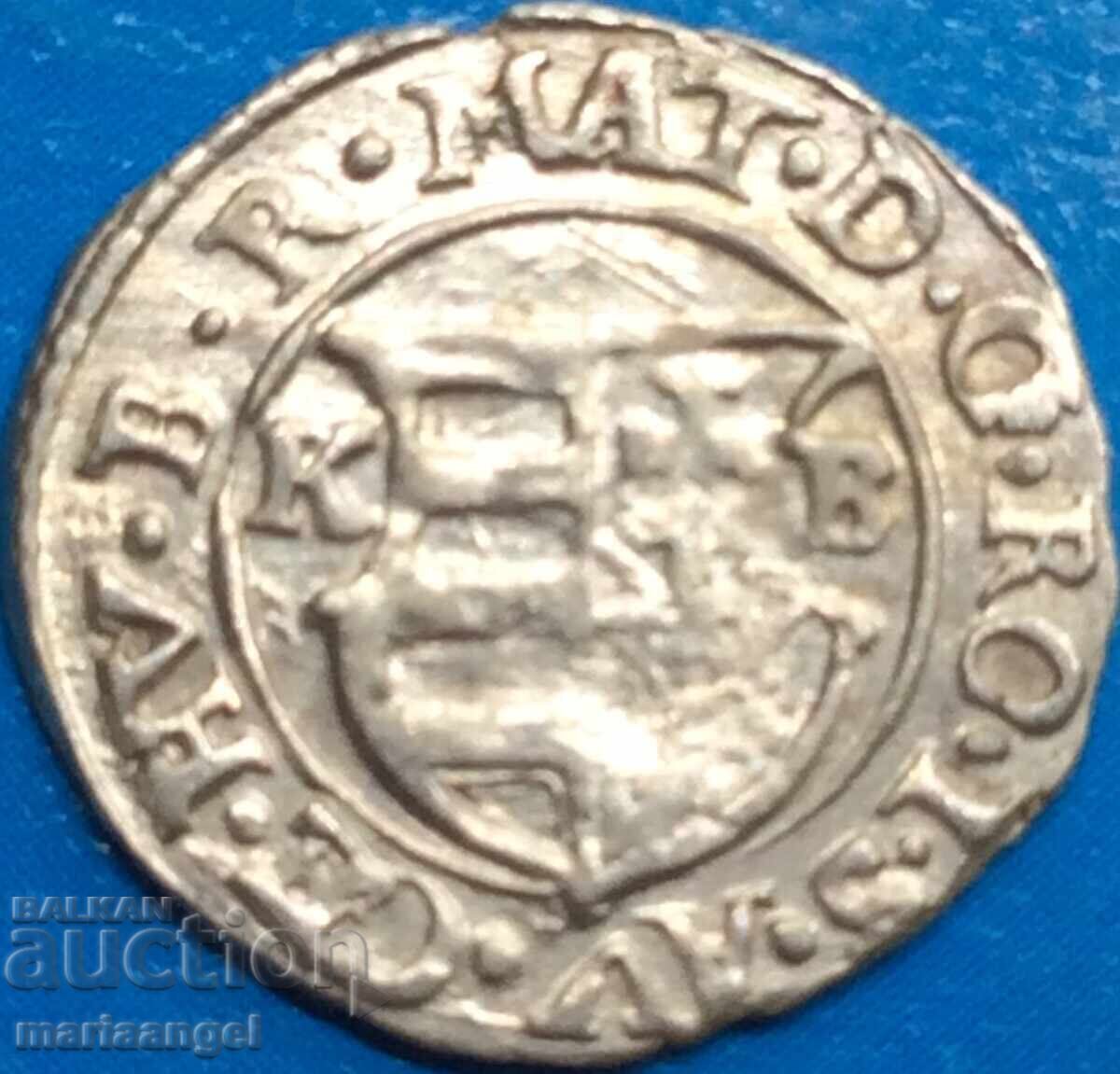 Delivery of Hungary Matthias II Denarius Madonna/Coat of Arms silver
