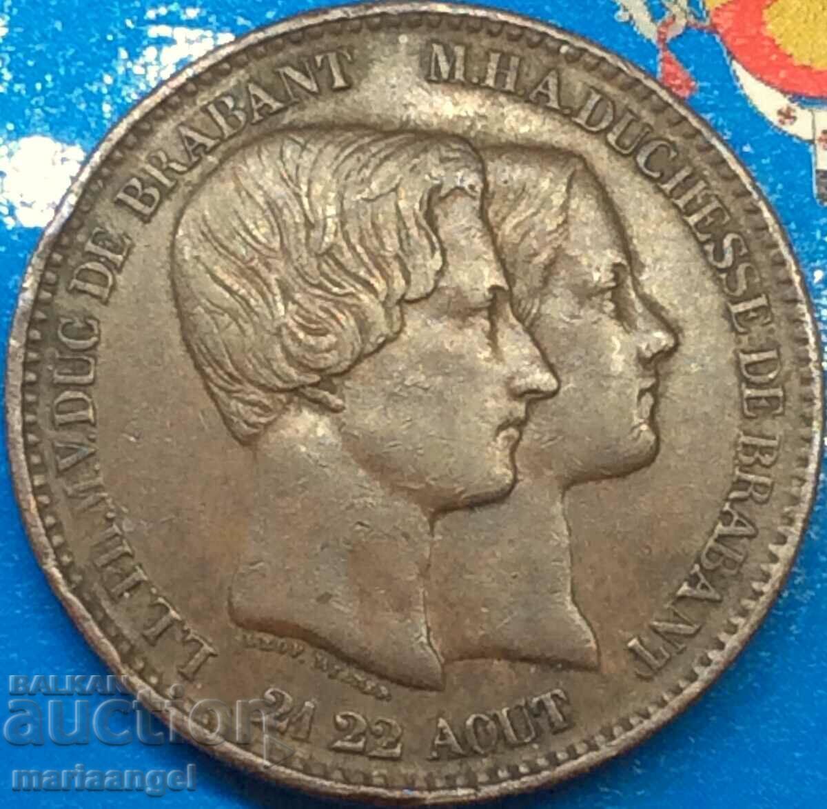 Belgium 10 centimes 1853 Royal Wedding 19.75g 32mm copper - 6