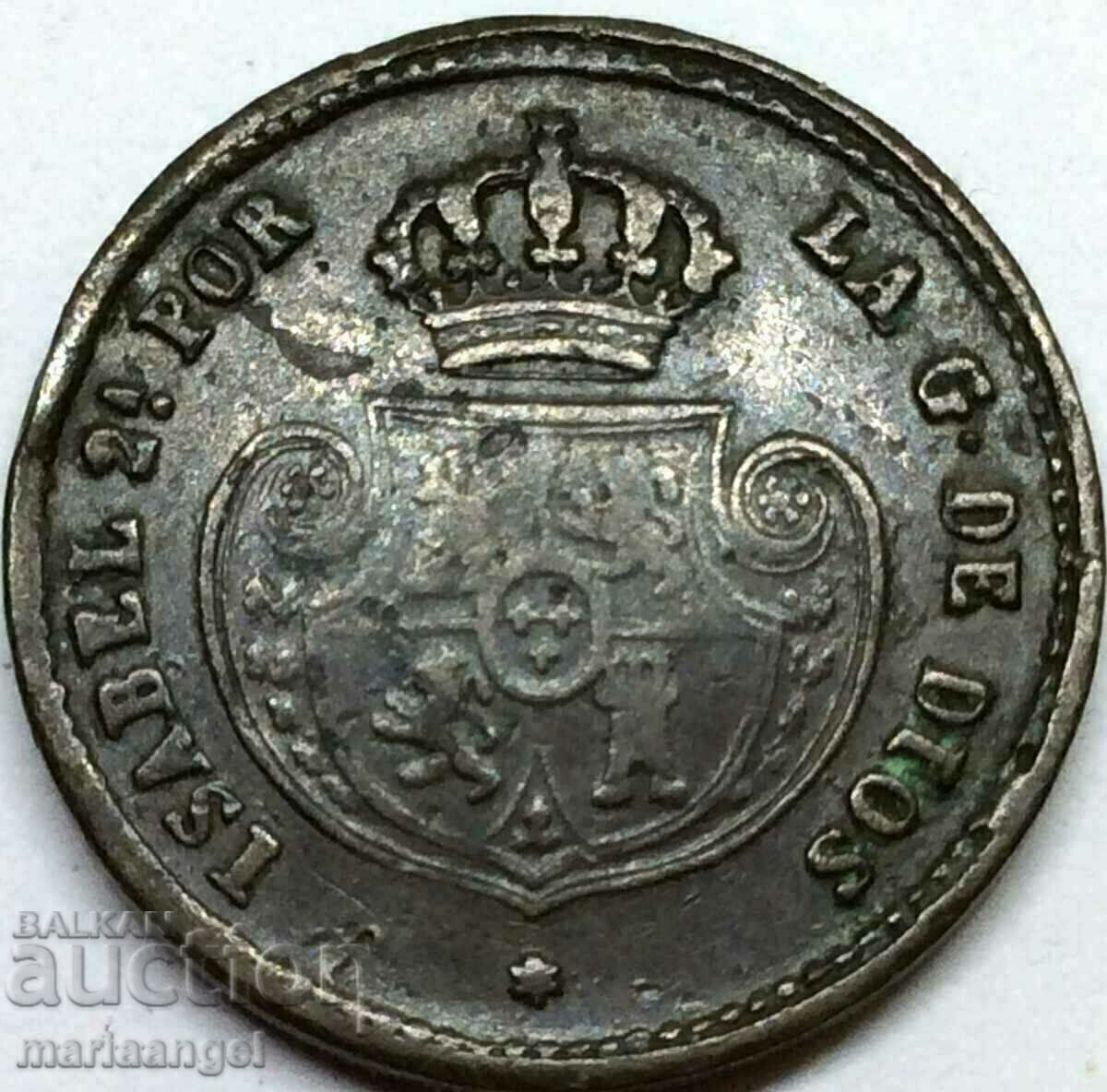 Spain Decima de real 1853 Isabel II 3.86g - 6
