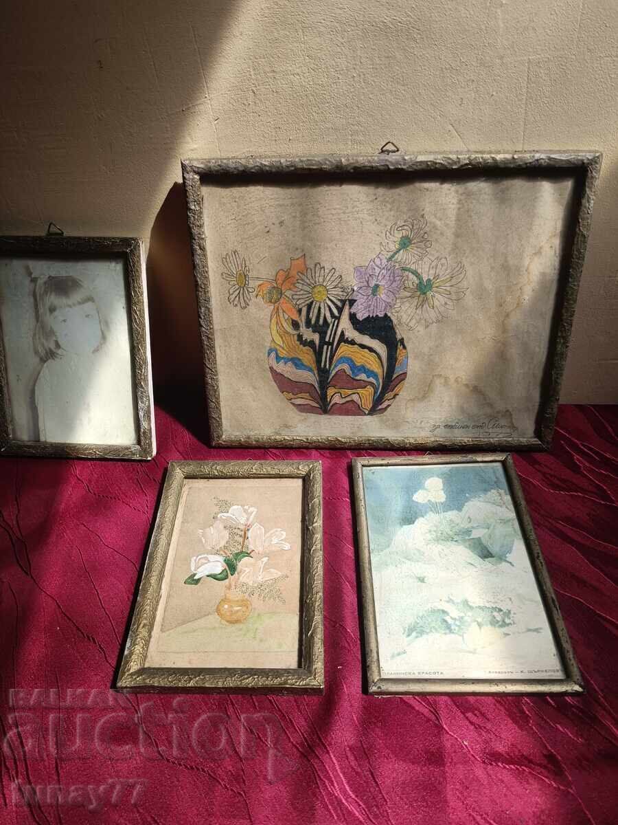 Old painted picture frames lot
