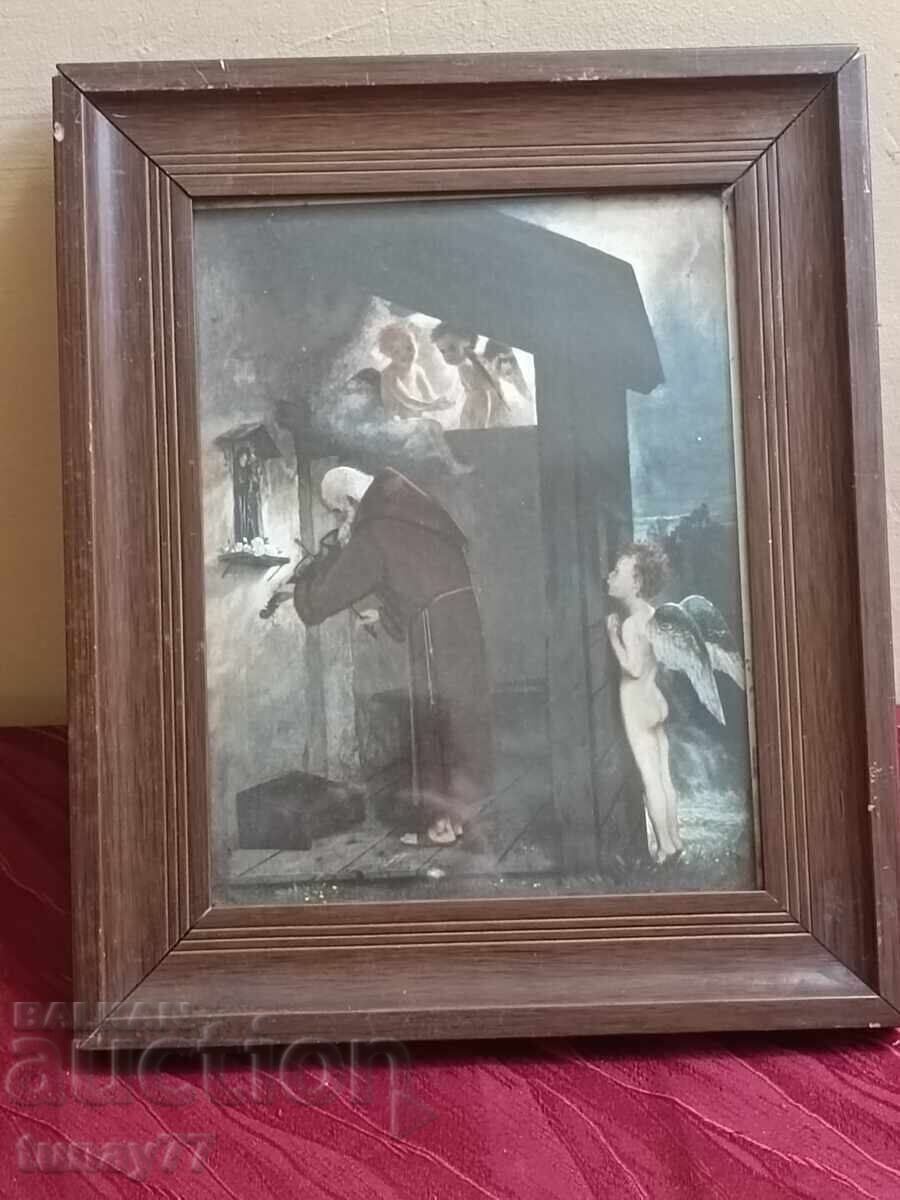 Παλαιός πίνακας, συμπαγές πλαίσιο, γυαλί