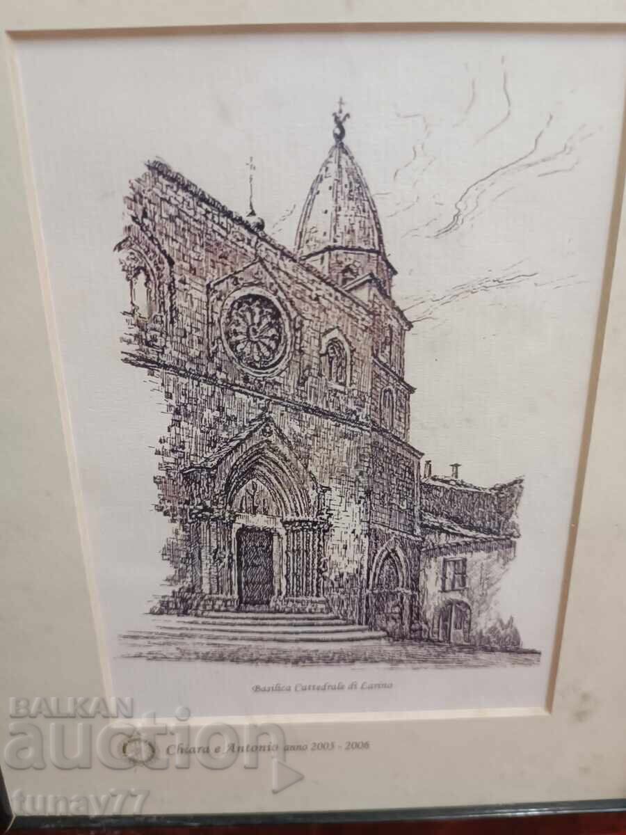 Old graphic painting, framed, glass, rare with price 5.00 BGN | € 2.56