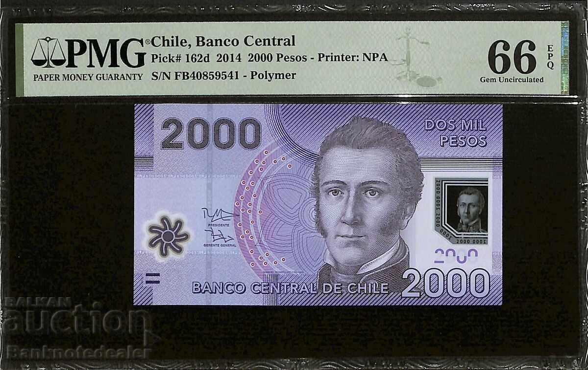 Χιλή 2000 Πέσο 2014 Pick 162d PMG 66 με τιμή 90.00 BGN | € 46.02