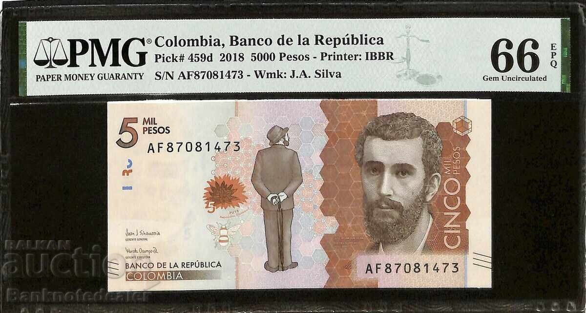 Κολομβία 5000 Πέσο 2018 Pick 459d PMG 66