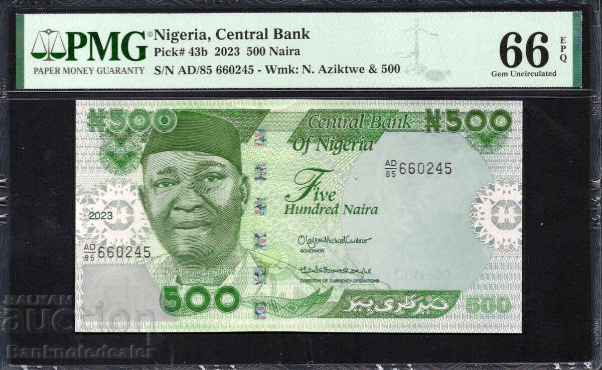 Nigeria 500 Naira 2023  Pick 43b PMG 65