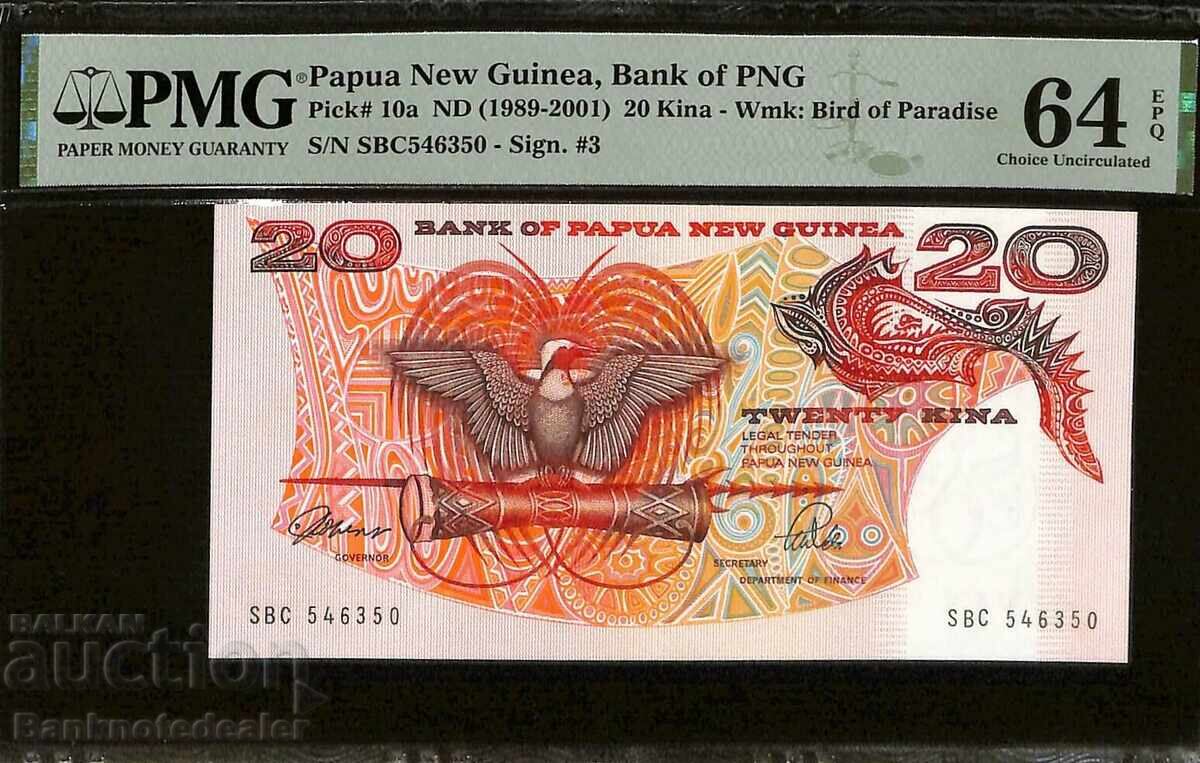 Papua New Guinea 20 Kina 1989-2001 Pick 10a PMG 64