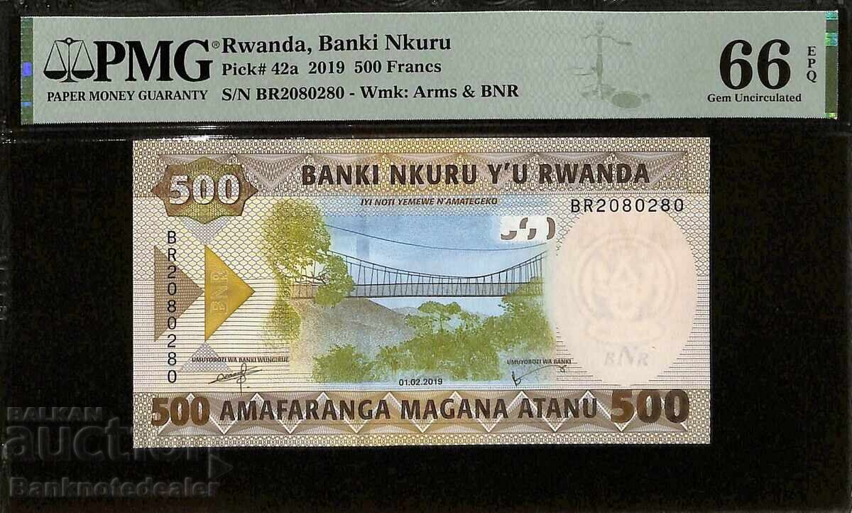 Rwanda 500 Francs 2019 Pick 42a PMG 66 Uncirculated