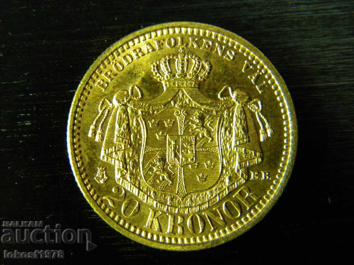 Gold. 1902. 20 Kroner. Oscar II. UNC - 6 Gold. 1902. 20 Kroner. Oscar II. UNC - 6