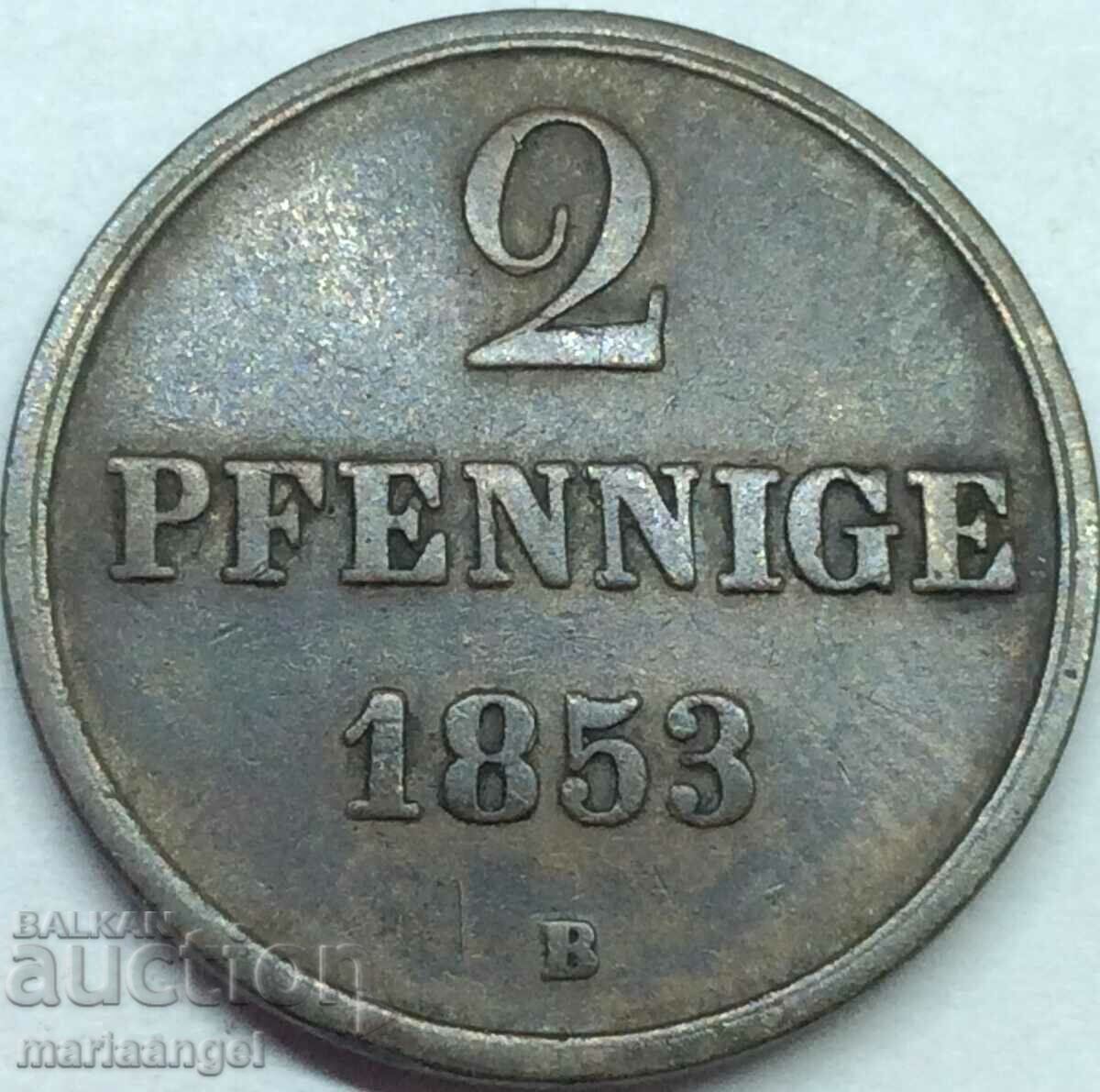 2 Pfennig 1853 Germania Hanovra - 7