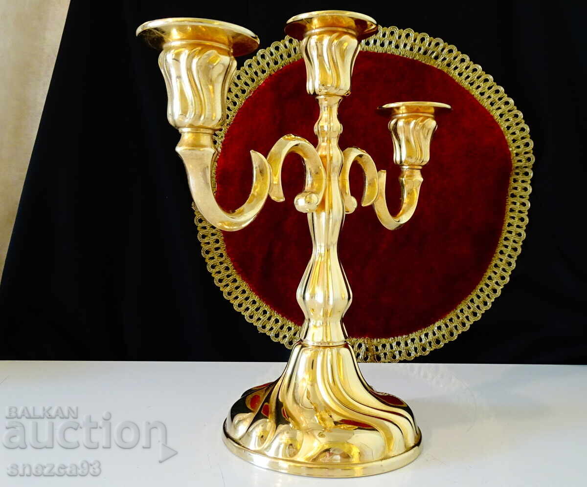 Gilded triple candlestick 1.1 kg, Baroque with price 99.00 BGN | € 50.62
