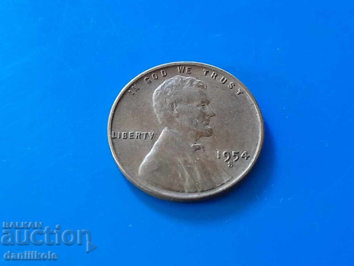 *$*Y*$* ΗΠΑ 1 ΛΕΠΤΟ 1954 Γράμμα S - ΑΡΙΣΤΟ *$*Y*$*
