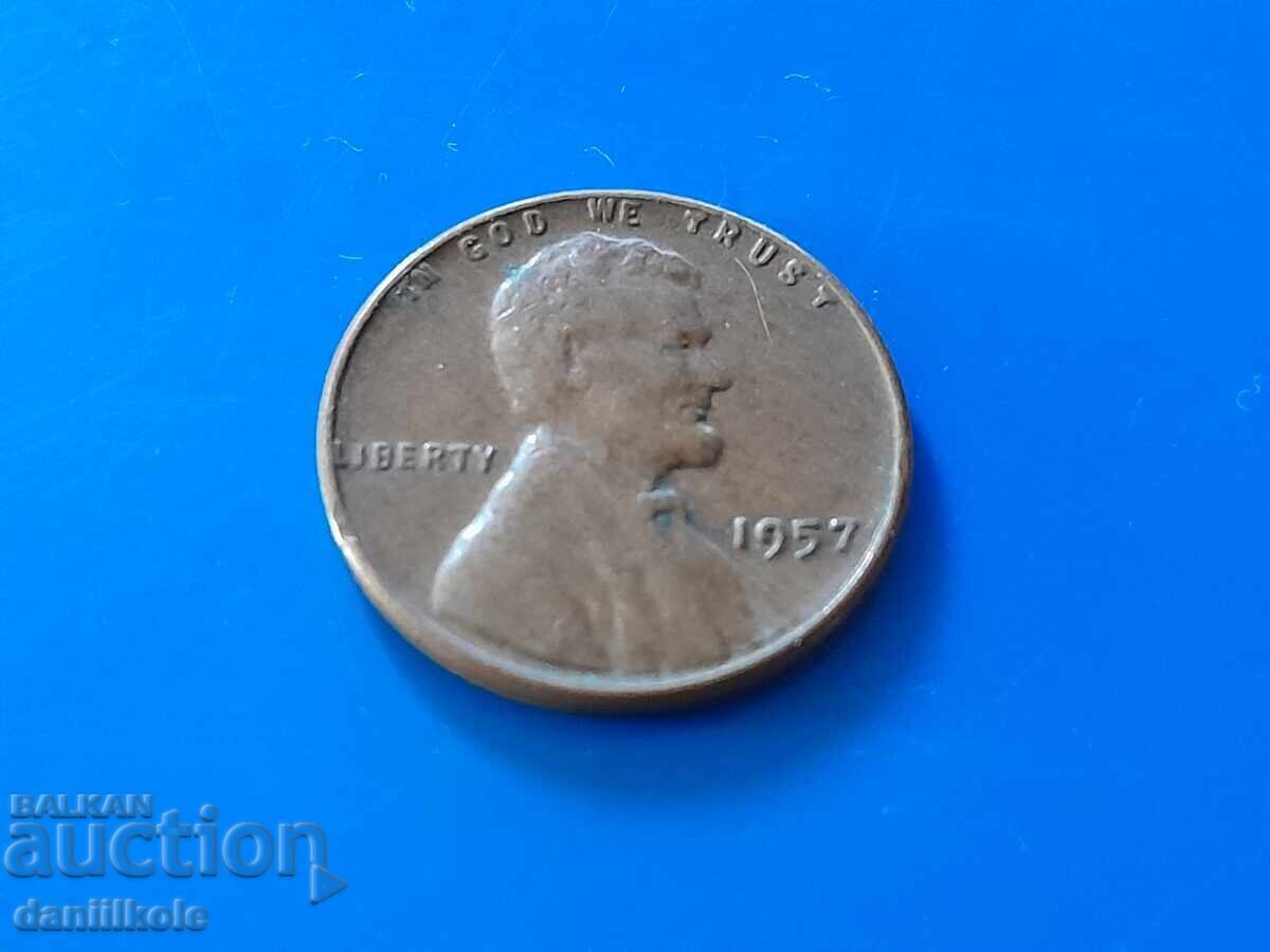 Auction  *$*Y*$* USA 1 CENT 1957 No Letter - EXCELLENT *$*Y*$*