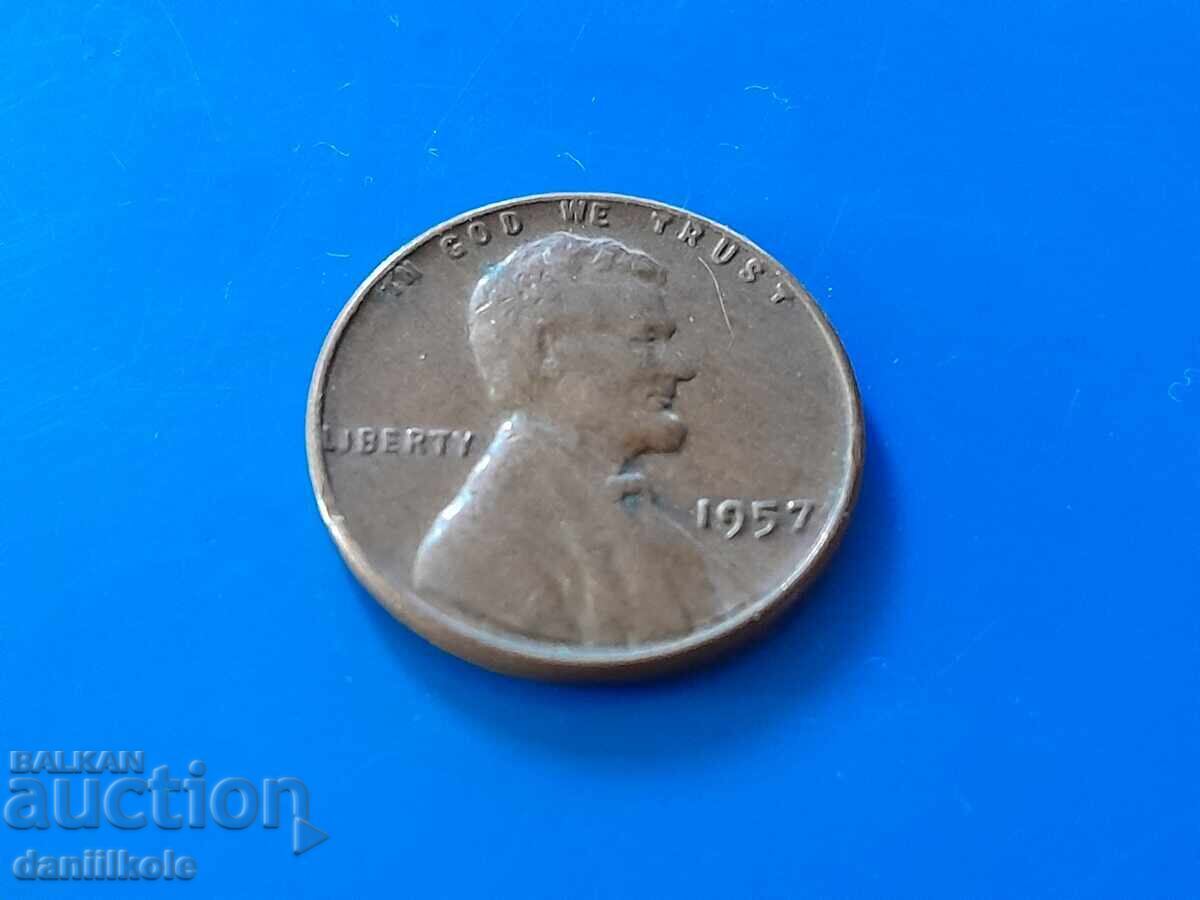 *$*Y*$* USA 1 CENT 1957 No Letter - EXCELLENT *$*Y*$*
