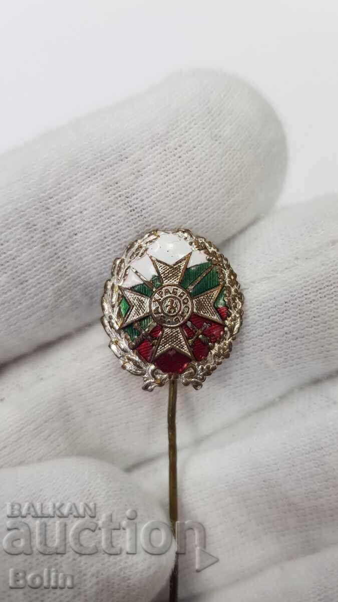 Рядък български царски знак, значка За Храброст с емайл