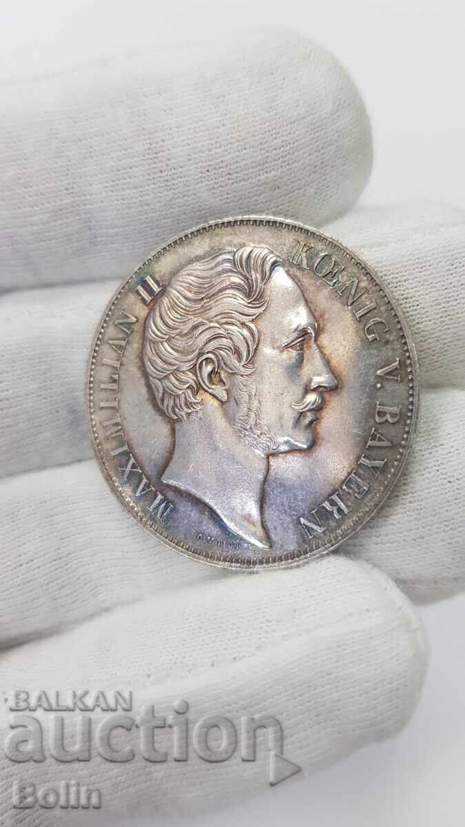 Σπάνιο ασημένιο νόμισμα Τάλερο Βαυαρία Γερμανία 1855 - 6
