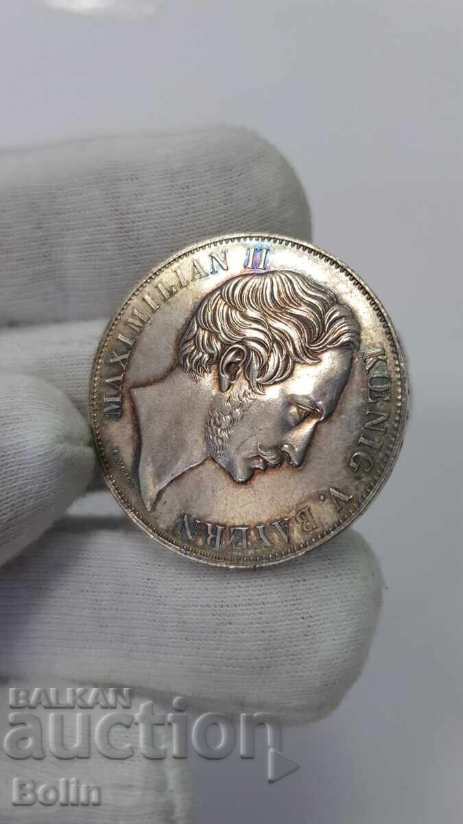 Σπάνιο ασημένιο νόμισμα Τάλερο Βαυαρία Γερμανία 1855 - 7