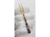 Russian USSR Silver Fork with Enamel 875 assay