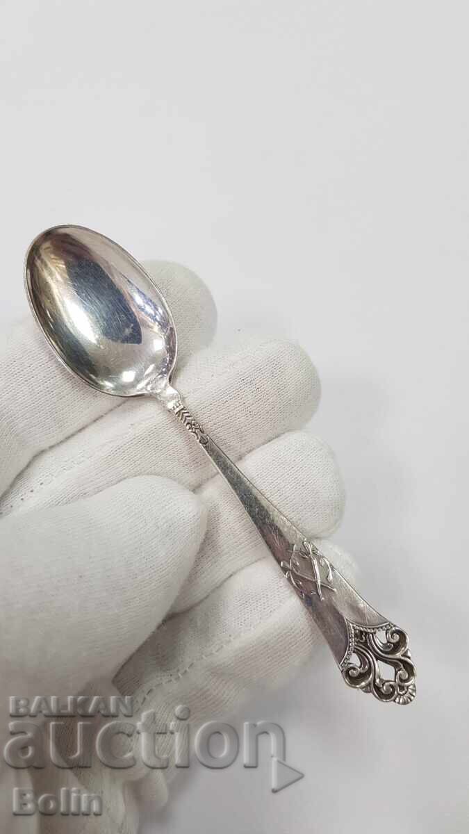 Rare silver hunting spoon with rifles Europe 830 grade with price 42.00 BGN | € 21.47
