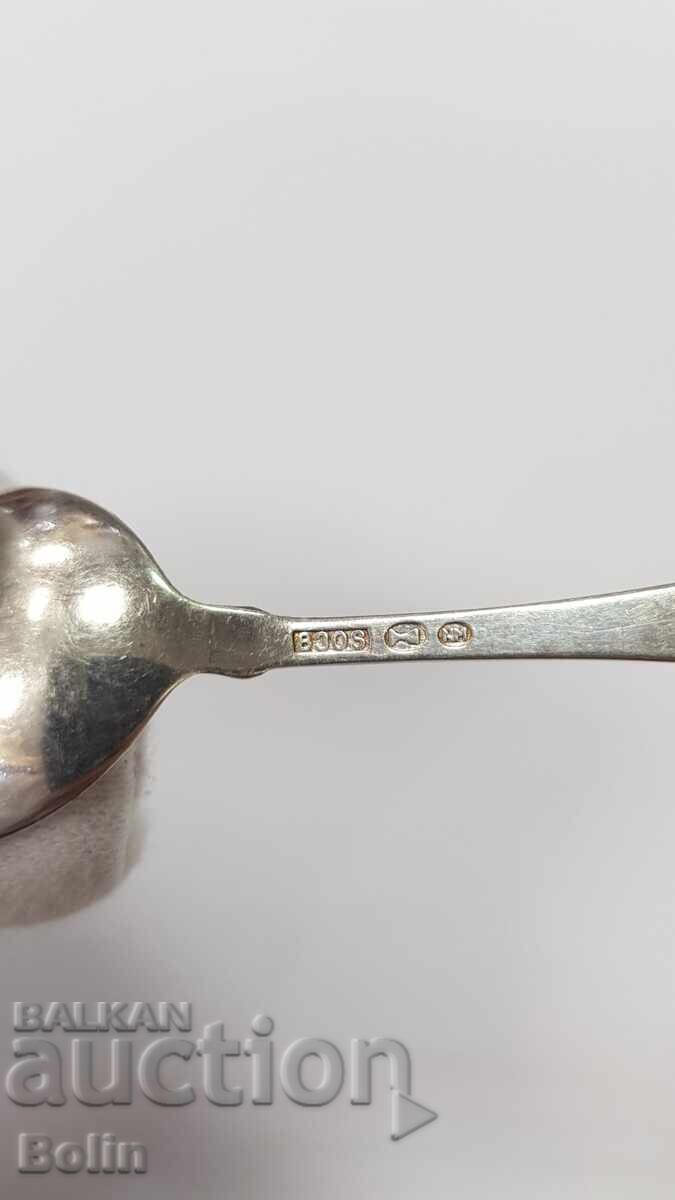Auction  Rare silver hunting spoon with rifles Europe 830 grade