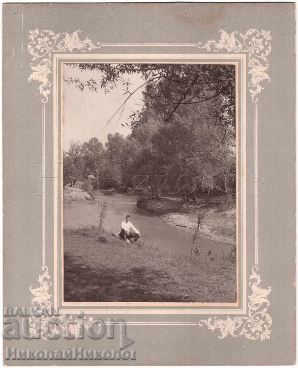1908 FOTOGRAFIE VECHE MARE CARTON CORTEN COLONEL MILITAR E326