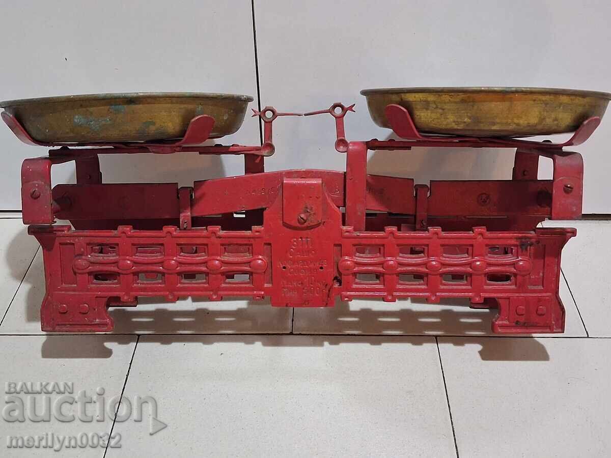 Old Bulgarian balance scale with weights, pan balance, weight - 7