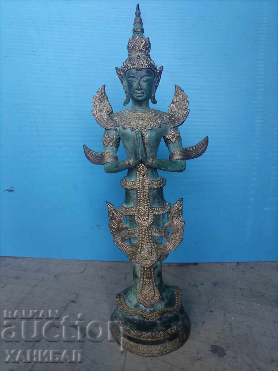 60 CM. STATUIE MARE DE BRONZ CU AURIRE A UNEI ZEIȚE ASIATICE 60 CM. STATUIE MARE DE BRONZ CU AURIRE A UNEI ZEIȚE ASIATICE